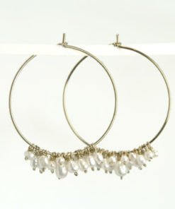 hoops, creol, creoler, runde, perle, ferskvandsperle, vedhæng, enkelte, romantiske, store, unika, sølv, guld, øreringe,