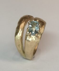 Dobbelt ring sandstøb blå sten ramok1038