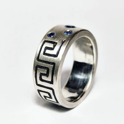 Ring med gravering, streg, tegn, Fprofil Græsk ring