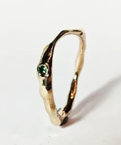 Ramok1105 smeltet ring, organisk, moderustik, sten, grøn, ramok1067