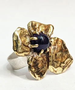 ramok1094c Stor ring, ametyst, blomst, violet